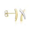 Image 1 : 14K Two-Tone Gold Asymmetrical X Style Earrings