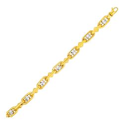 Mens Bracelet with Geometric Details in 14K Two Tone Gold