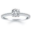 Image 1 : 14K White Gold Engagement Ring with Pave Diamond Band