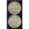 Image 1 : 2 UNC Canada 1965 80% Silver Dollars, ASW 1.200 oz