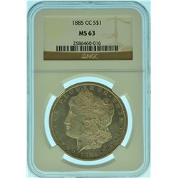 1885 "CC" NGC MS63 Morgan Silver Dollar