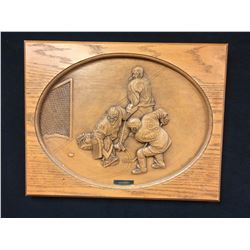 "HE SCORES" HOCKEY WALL PLAQUE