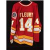 Image 1 : THEO FLEURY AUTOGRAPHED FLAMES JERSEY W/ INSCRIPTIONS