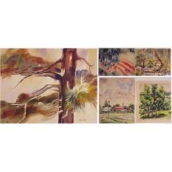 American Watercolors (five) (20th Century), BRANCHES by Pauline Eaton; DENSE LANDSCAPE by A, Fi...