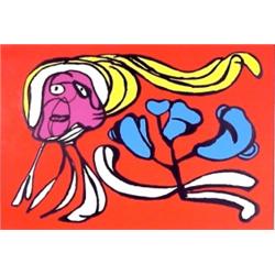 Karel Appel (b. 1921) Dutch, FLOATING FLOWER PASSION (red), color screenprint, signed in pencil...