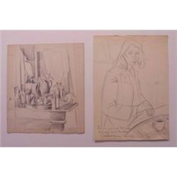 Aram (Michael Gottlieb) (b. 1908) Russian (two), STILL LIFE, 1947; WOMAN WITH COFFEE CUP, 1948,...
