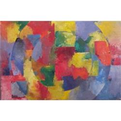 David Authier (b. 1957) French, UNTITLE CIRCLES, 1978, acrylic painting on paper, 30 x 45", sig...