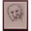 Image 1 : Azar (20th Century), PORTRAIT, 1975, pen drawing on canvas, 24 x 20", signed lower right, frame...