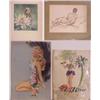 Image 1 : Ken Barker (20th Century) American (four), FIGURAL THEMES, three watercolors and one pastel on...