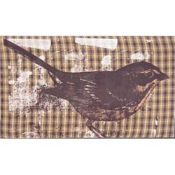 Ricardo Becerril (20th Century) American, PLAID SPARROW, unique screenprint on plaid fabric wra...