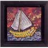 Image 1 : Gus Clark (20th Century) American, SHIP, acrylic painting on board, 5 x 5", signed on verso?, f...