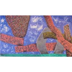 Michael Dvortcsak (20th Century) American, JUNCTA SPONTE, 1981, 67 1/2 x 120", oil painting on...