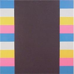Jules Engel (1915-2003) American, BLACK FIELD WITH COLOR SIDES, oil painting on canvas, 36 x 36...