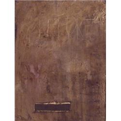 Brenda Euwer (20th Century) American, ABSTRACT #2, acrylic painting with sand on paper, 24 x 18...