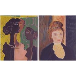 French School (20th Century) (two), TWO FIGURES AFTER BRAQUE; PORTRAIT AFTER RENOIR, two, each...