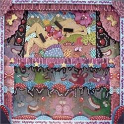 Guastella (20th Century) American, DEM DIRTY DOGS, 1994, acrylic painted 3-dimensional mixed me...
