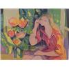 Image 1 : Camille Hilaire (1916-1980) French, GIRL WITH FLOWERS, color lithograph, signed in pencil, from...