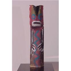 Leland Holiday (20th Century) Navajo, TOTEM, acrylic painted and partially carved wood sculptur...