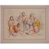 Image 1 : C.J. Jacques (20th Century), SHOOTING MARBLES, watercolor on paper, 17 1/2 x 24", signed lower...