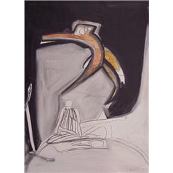 Clemen Kaletsch (b. 1957) German, UNTITLED, 1984, acrylic painting with thick pencil drawing on...