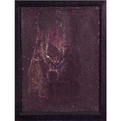 M'liz Keefe (20th Century) American, SCAR #2, oil, tar and sand on canvas?, 24 x 18", framed. $...