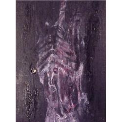 M'liz Keefe (20th Century) American, TORSO WITH RIBS, oil and tar on board, 20 1/2 x 14 1/2", s...