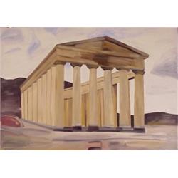 Jim Lawrence (20th Century) American, PARTHENON, acrylic painting on canvas, 42 x 60 1/2". $600...