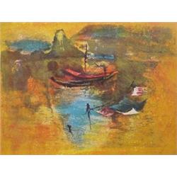 LeBaDang (b. 1922) Vietnamese/French, BOATS, color lithograph, signed in pencil, from the numbe...