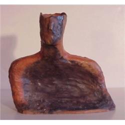 Mekong Lim (20th Century), HUMAN BUST #5, ceramic sculpture, 12" tall, signed, some chips. Star...