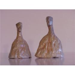 Mekong Lim (20th Century) (two), COUPLE (Off-white), a pair of glazed ceramic sculptures, 8 & 5...