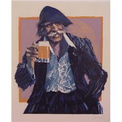 Aldo Luongo (b. 1940) Argentinean, HAWK WITH BEER, color screenprint, signed in pencil, from th...