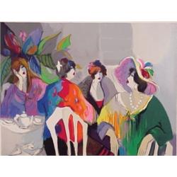 Issac Maimon (20th Century) American, SOCIETY WOMEN, color screenprint, richly inked, signed in...