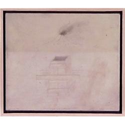 Wes Mills (b. 1960) American, ELDEN'S VOLCANO, 1992, acrylic and graphite painting on board, 8...