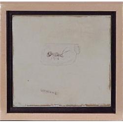 Wes Mills (b. 1960) American, COWARD, 1992, graphite and crayon on board, 5 1/2 x 5 3/4", signe...