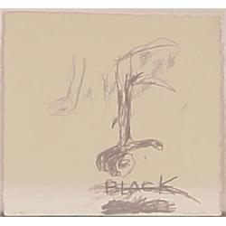 Wes Mills (b. 1960) American, BLACK, 1992, pencil drawing on paper, 6 1/2 x 6 3/4", signed. $40...