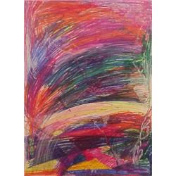 Susan Moss (20th Century) American, EARTHSLIDE 75, 1985, oil crayon on paper, image 50 x 38 1/2...