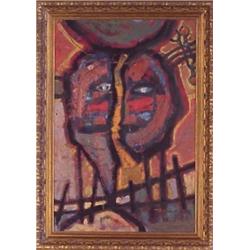 Parra (20th Century) Cuban, ABSTRACT FACE, acrylic painting on canvas, 24 x 16", signed lower r...