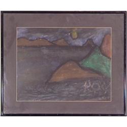 Roxy (20th Century), DARK LANDSCAPE, color pastel on paper, 10 x 13", signed lower right, frame...