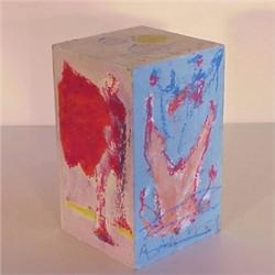 Roberto Sguazzi (b. 1965) Italian, TOTEM BLOCK #7, five by five inch wood block painted in acry...