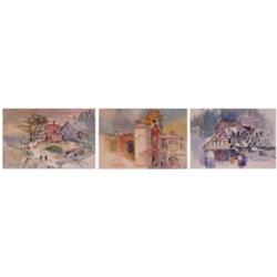 Morris Shubin A.W.S (b. 1920) American (three), PLACES OF INTEREST, three, each a watercolor on...