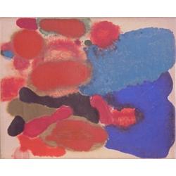 Selden Spaulding (20th Century) American, UNTITLED RED, BLUE, 1965, oil painting on canvas, 9 x...