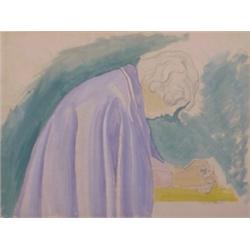 Joseph Stella (1879-1946) American, MEDITATION, watercolor on paper, 18 x 24", signed lower rig...