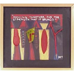 Brian D. Tripp (b. 1945) American, DANCING TOGETHER FOR THE STRENGTH IT BRINGS, mixed media wit...