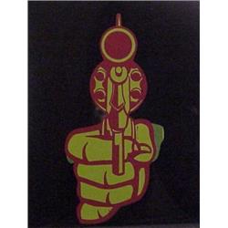 Aldo Valdez (20th Century) American, YELLOW GUN ON REFLECTIVE SILVER BACKGROUND (photographed r...