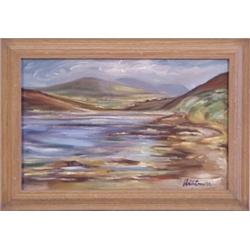 Wallington (20th Century), WATER LANDSCAPE, acrylic painting on canvas, 14 x 22", signed and da...