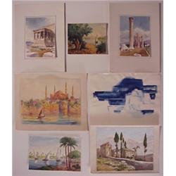 Watercolor Collection International (seven), VARIOUS, seven, each a watercolor on paper, signed...