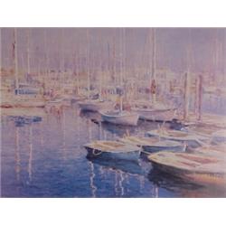 Yuen (20th Century) Pilipino, BOAT SCENE, color print, signed in pencil, from the numbered edit...