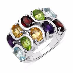 STERLING SILVER MULTI GENUINE STONE RING