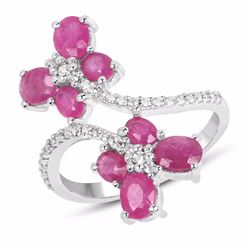 STERLING SILVER RUBY BUTTERFLY RING