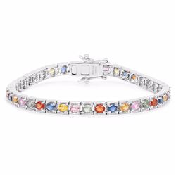 STERLING SILVER MULTI STONE TENNIS BRACELET